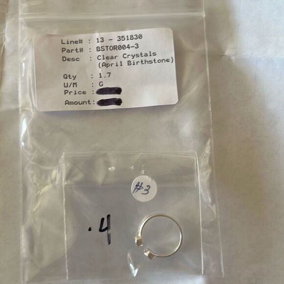 Clear colored Crystals (April Birthstone) Adjustable Toe Ring / Kid's Ring in S - Picture 7 of 7